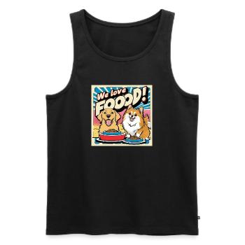 Comic Dogs - We Love Food - Männer Premium Bio Tank Top - Schwarz - Vorne - AI Model Male 178 light (178cm)
