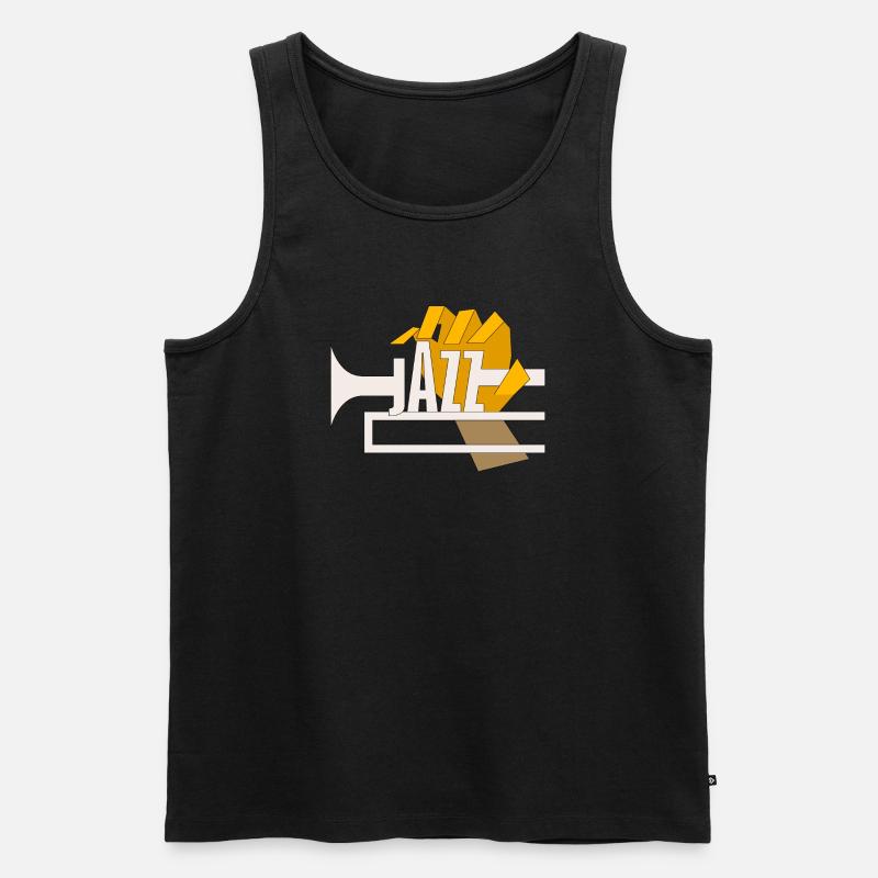 Tshirt Jazz Trompete - Männer Premium Bio Tank Top - Schwarz