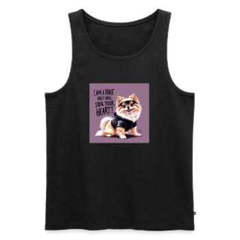 Pomeranian Dog "I am a thief" - Men's Premium Organic Tank Top - black - Front - AI Model Male 178 light (178cm)