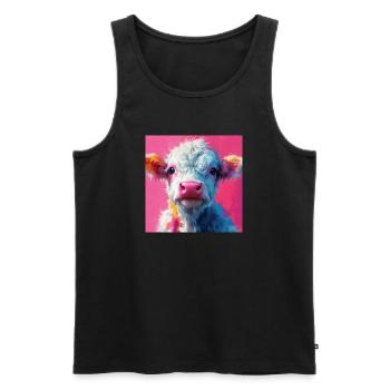 Pink Cow - Men's Premium Organic Tank Top - black - Front - AI Model Male 178 light (178cm)