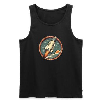 Retro Rocket - Space Rocket - Men's Premium Organic Tank Top - black - Front - AI Model Male 178 light (178cm)