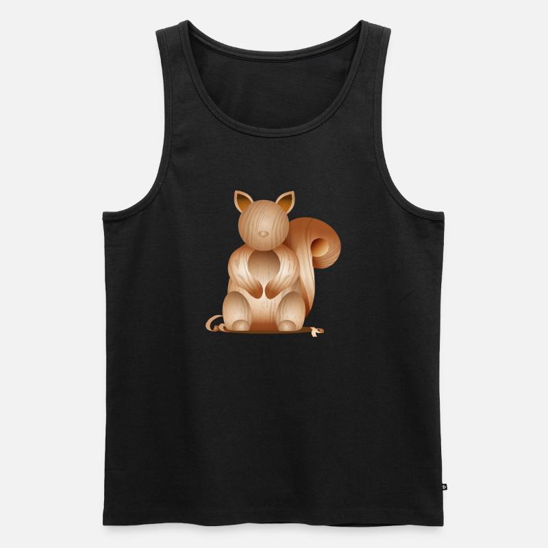 Illustration in Holzoptik–Verspieltes Eichhörnchen - Männer Premium Bio Tank Top - Schwarz
