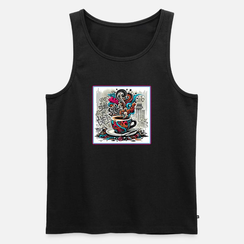 Espresso Graffiti - Männer Premium Bio Tank Top - Schwarz