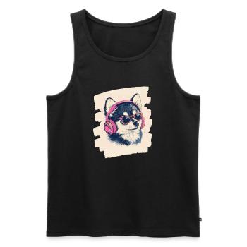 Pomsky - Men's Premium Organic Tank Top - black - Front - AI Model Male 178 light (178cm)