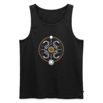 Snake wheel with sun and moon - Men's Premium Organic Tank Top - black - Front - AI Model Male 178 light (178cm)