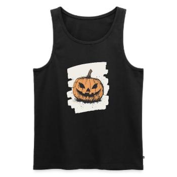 Halloween Pumpkin - Men's Premium Organic Tank Top - black - Front - Michal (187cm)
