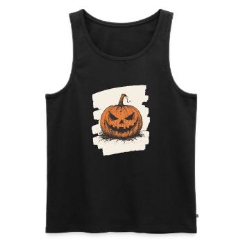 Halloween Pumpkin - Men's Premium Organic Tank Top - black - Front - Michal (187cm)