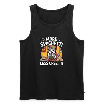 More Spaghetti Less Upsetti Funny Cat Saying Quote - Men's Premium Organic Tank Top - black - Front - AI Model Male 178 light (178cm)