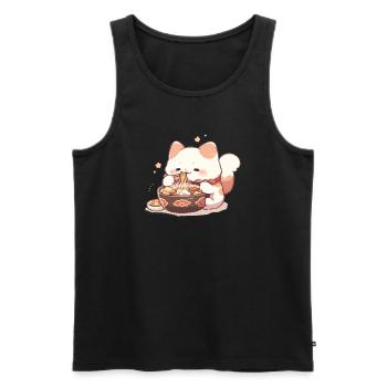 Spaghetti cats - Cat is having fun with past - Men's Premium Organic Tank Top - black - Front - AI Model Male 178 light (178cm)
