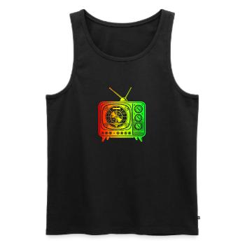 Télévision rétro – Oldschool Vibes - Débardeur bio Premium Homme - noir - Devant - Michal (187cm)