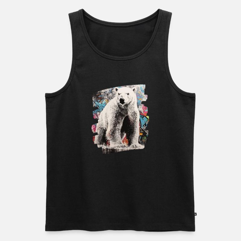 Eisbär Graffiti Sprayer - Männer Premium Bio Tank Top - Schwarz