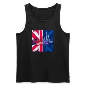 Silhouette de l’Union Jack de Londres - Débardeur bio Premium Homme - noir - Devant - AI Model Male 178 light (178cm)