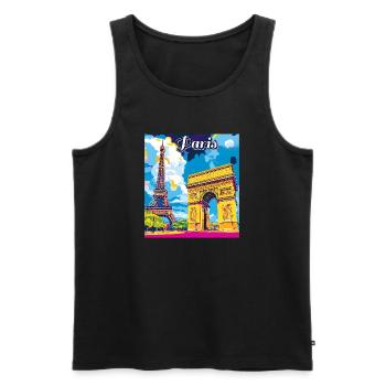Pariser Pop-Wahrzeichen - Männer Premium Bio Tank Top - Schwarz - Vorne - AI Model Male 178 light (178cm)