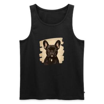 Bouledogue français Frenchie - Débardeur bio Premium Homme - noir - Devant - AI Model Male 178 light (178cm)