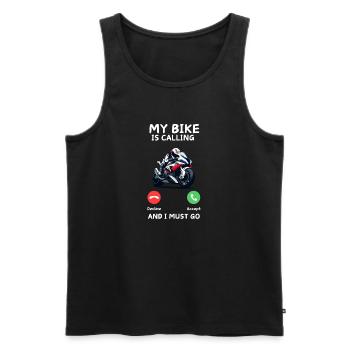 Mon vélo m’appelle - Débardeur bio Premium Homme - noir - Devant - AI Model Male 178 light (178cm)