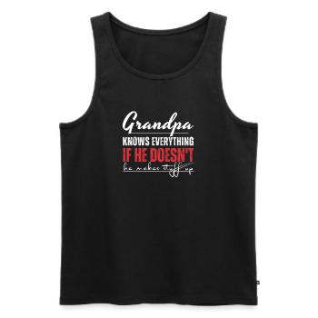 Opa weiß alles Zitat - Männer Premium Bio Tank Top - Schwarz - Vorne - Michal (187cm)