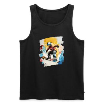 Snowboarder poudreuse - Débardeur bio Premium Homme - noir - Devant - Michal (187cm)