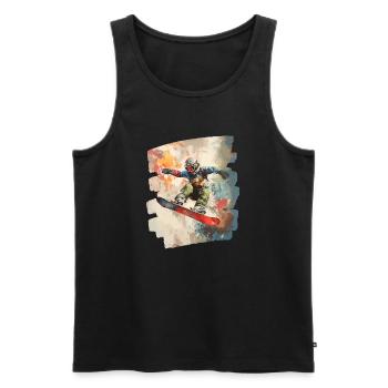 Snowboarder poudreuse - Débardeur bio Premium Homme - noir - Devant - Michal (187cm)