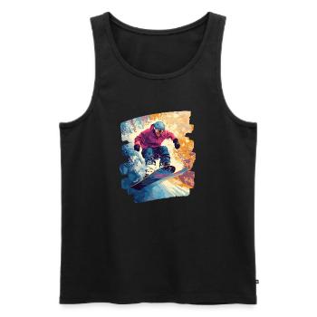 Snowboarder poudreuse - Débardeur bio Premium Homme - noir - Devant - Michal (187cm)