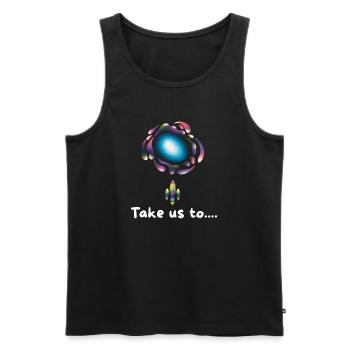 Neon Galaxy Rocket - Männer Premium Bio Tank Top - Schwarz - Vorne - AI Model Male 178 light (178cm)