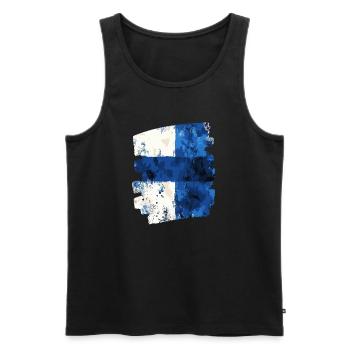 Drapeau finlandais Finlande - Débardeur bio Premium Homme - noir - Devant - AI Model Male 178 light (178cm)