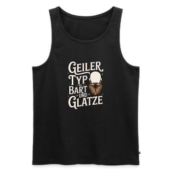 guy with beard & bald head beard wearer - Men's Premium Organic Tank Top - black - Front - AI Model Male 178 light (178cm)