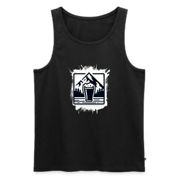 Mountain lake with beer glass motif - Men's Premium Organic Tank Top - black - Front - Michal (187cm)