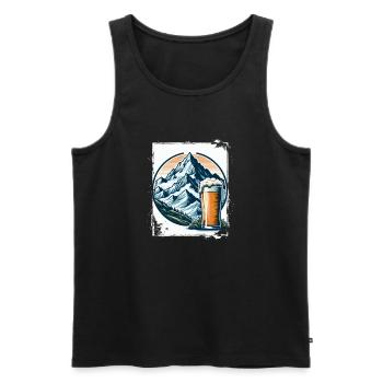 Mountain and Beer Nature Motif - Men's Premium Organic Tank Top - black - Front - AI Model Male 178 light (178cm)
