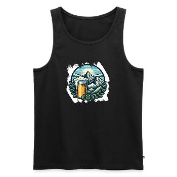 Mountaineering and beer enjoyment - Men's Premium Organic Tank Top - black - Front - AI Model Male 178 light (178cm)