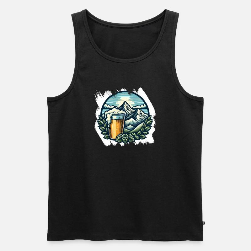 Bergsteigen und Bier Genuss - Männer Premium Bio Tank Top - Schwarz
