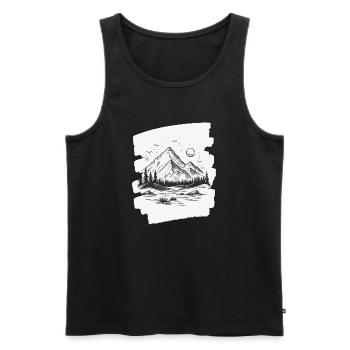 Mountains - Men's Premium Organic Tank Top - black - Front - AI Model Male 178 light (178cm)