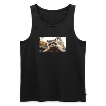 Raton laveur à Paris - Débardeur bio Premium Homme - noir - Devant - AI Model Male 178 light (178cm)