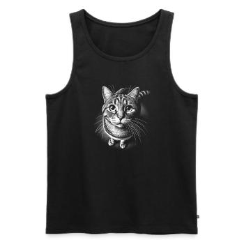Cute cat from above in photorealistic style - Men's Premium Organic Tank Top - black - Front - Michal (187cm)