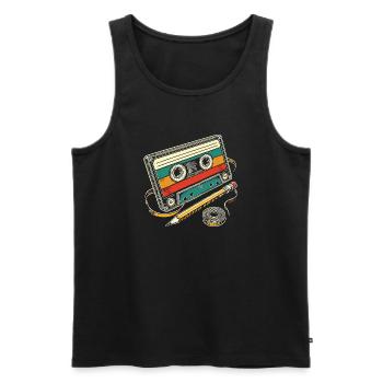 Vintage-Kassette - Männer Premium Bio Tank Top - Schwarz - Vorne - AI Model Male 178 light (178cm)