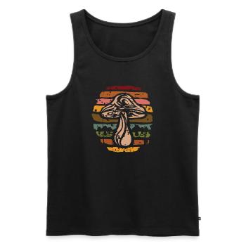 Retro Mushroom Nature - Mushroom Picker Icon - Men's Premium Organic Tank Top - black - Front - Michal (187cm)