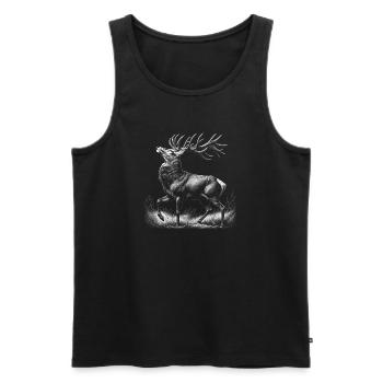 Hirsch mit stolzem Geweih als seitliches Porträt - Männer Premium Bio Tank Top - Schwarz - Vorne - AI Model Male 178 light (178cm)