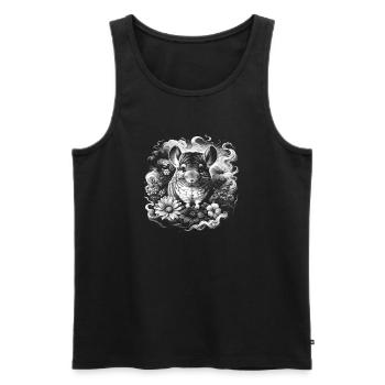 Sweet chinchilla with flowers and clouds - Men's Premium Organic Tank Top - black - Front - AI Model Male 178 light (178cm)