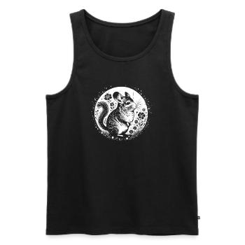 Chinchilla avec lune et fleurs - Débardeur bio Premium Homme - noir - Devant - AI Model Male 178 light (178cm)