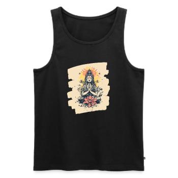 Yoga Namaste Meditation - Männer Premium Bio Tank Top - Schwarz - Vorne - Michal (187cm)