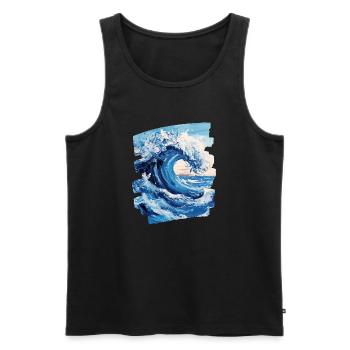 Waves and sea - Men's Premium Organic Tank Top - black - Front - AI Model Male 178 light (178cm)