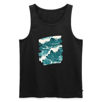 Waves and sea - Men's Premium Organic Tank Top - black - Front - AI Model Male 178 light (178cm)