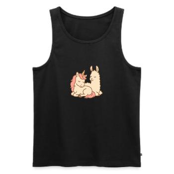 Licorne et lama endormis - Débardeur bio Premium Homme - noir - Devant - Michal (187cm)