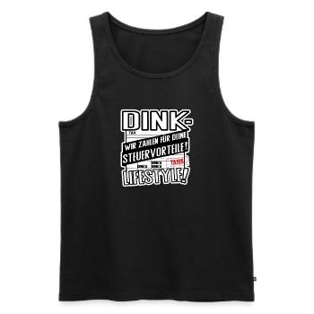 DINK Lifestyle – Wir zahlen für deine Steuervortei - Männer Premium Bio Tank Top - Schwarz - Vorne - Michal (187cm)
