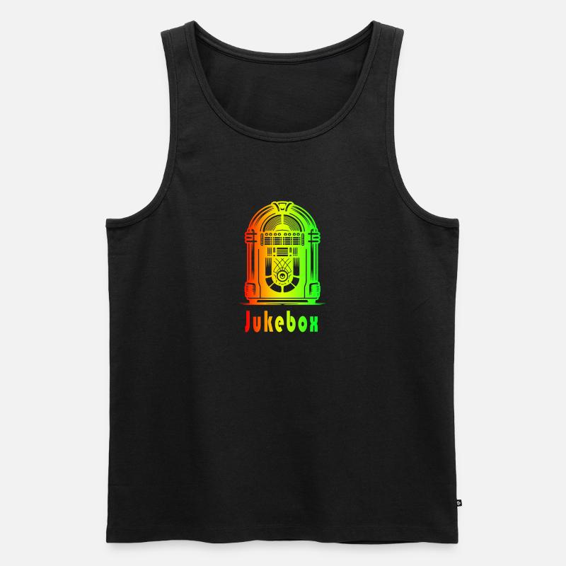 Retro Jukebox – Rainbow Vibes - Männer Premium Bio Tank Top - Schwarz