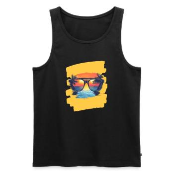 Sonnenbrille Sommer Palmen - Männer Premium Bio Tank Top - Schwarz - Vorne - AI Model Male 178 light (178cm)