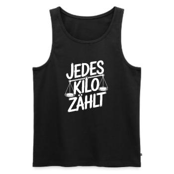 Chaque kilo compte - Débardeur bio Premium Homme - noir - Devant - AI Model Male 178 light (178cm)