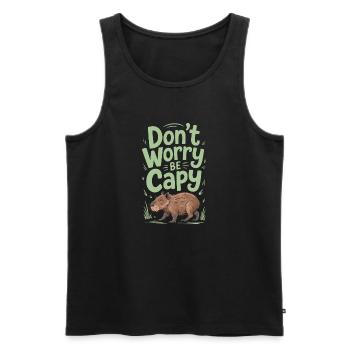 Capybara Dont Worry Be Capy Capybara Rodent - Men's Premium Organic Tank Top - black - Front - Michal (187cm)