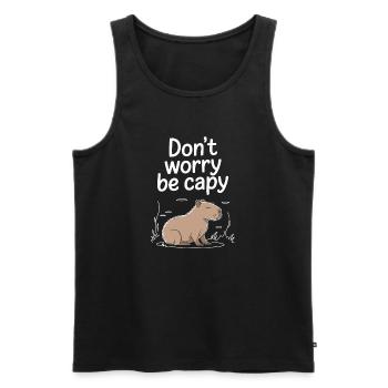 Capybara Dont Worry Be Capy Capybara Rodent - Men's Premium Organic Tank Top - black - Front - Michal (187cm)