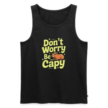 Capybara Dont Worry Be Capy Capybara Rodent - Men's Premium Organic Tank Top - black - Front - Michal (187cm)