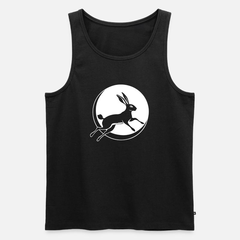 Hase springender mit Mondsichel Ostern Ostara - Männer Premium Bio Tank Top - Schwarz
